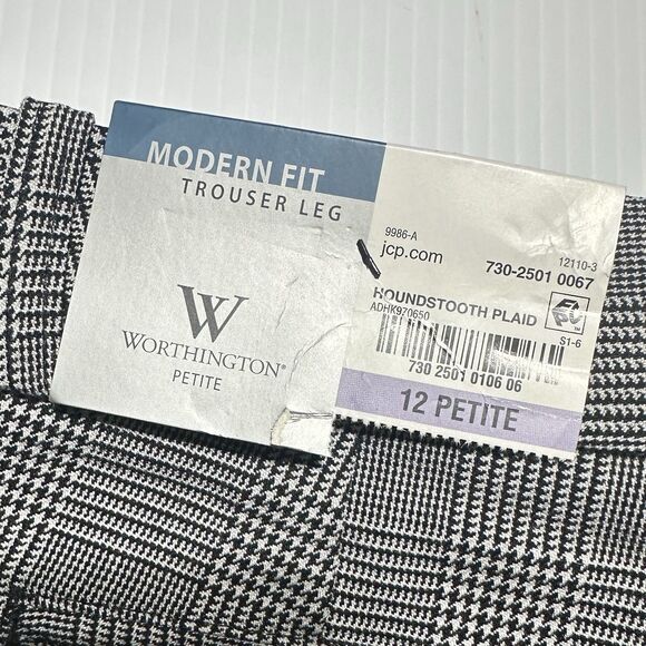 Worthington Modern Fit Pants Size 12 P Petite Houndstooth Plaid Trousers NWT - Picture 8 of 11